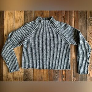 LYLA & LUXE • rib knit crop long sleeve top grey scandi playful dark academia